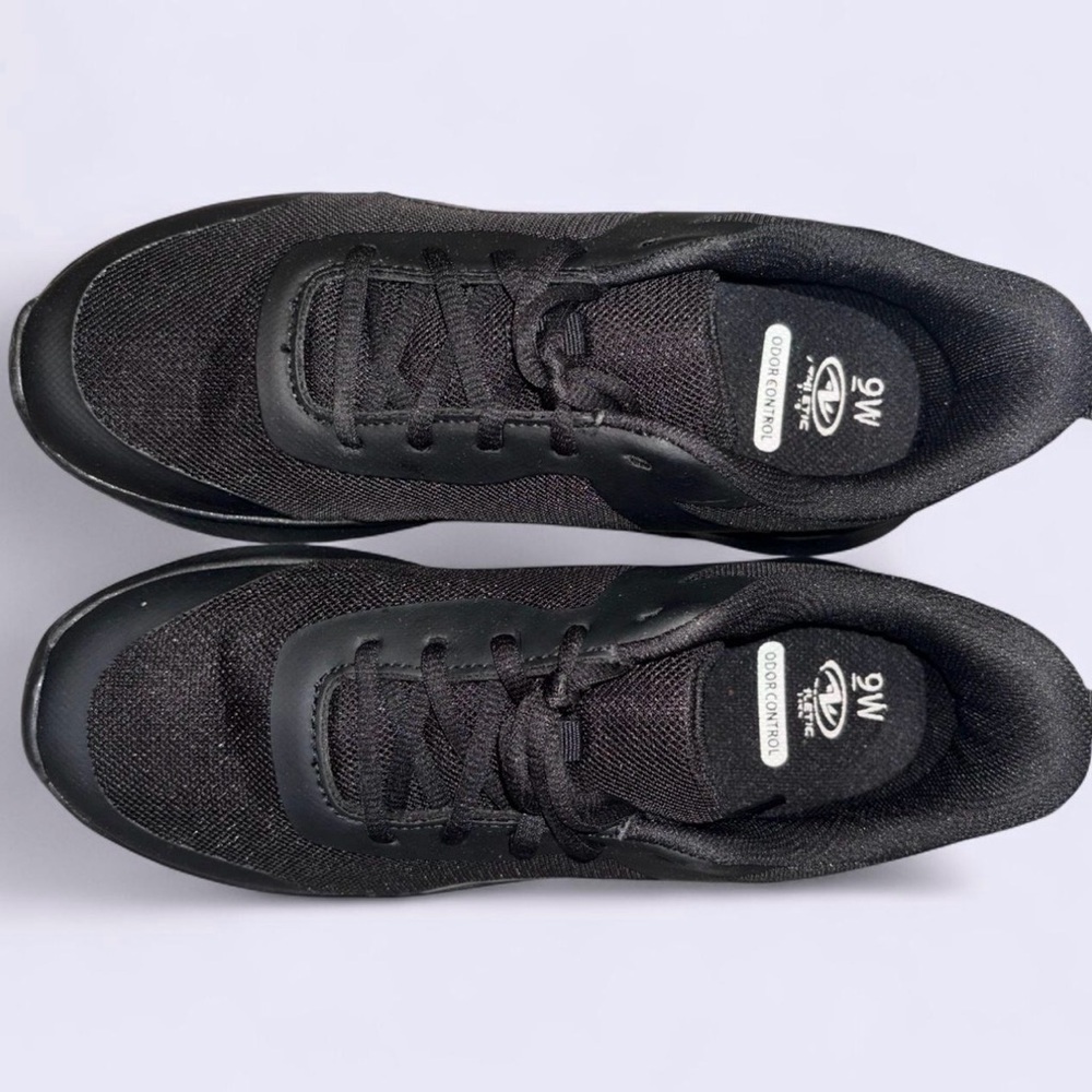 Athletic Works Black Mesh Lace Up Jogger Sneakers 👟 Size Women’s 9 WIDE WIDTH - Picture 3 of 10